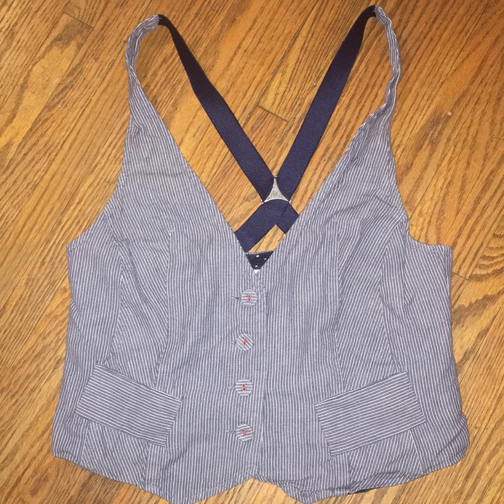 Pinstriped cropped vest